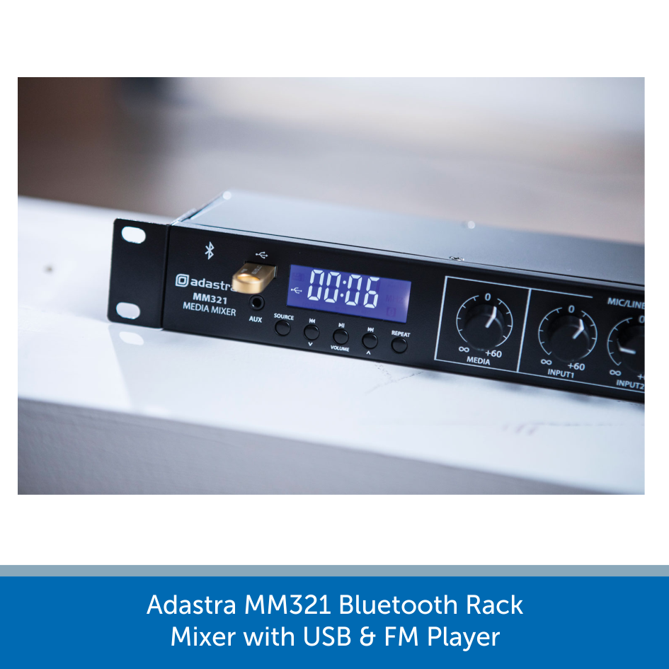 Adastra MM321 Bluetooth Rack Mixer with USB & FM Player | Audio Volt