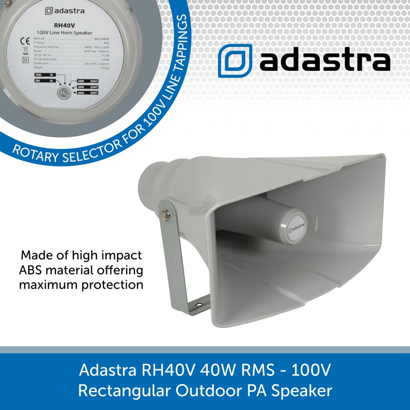 Adastra RH40V 40W 100V Rectangular Outdoor PA Speaker