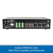Adastra RM406 6-Zone 100V Mixer Amplifier with Bluetooth and built-in media player