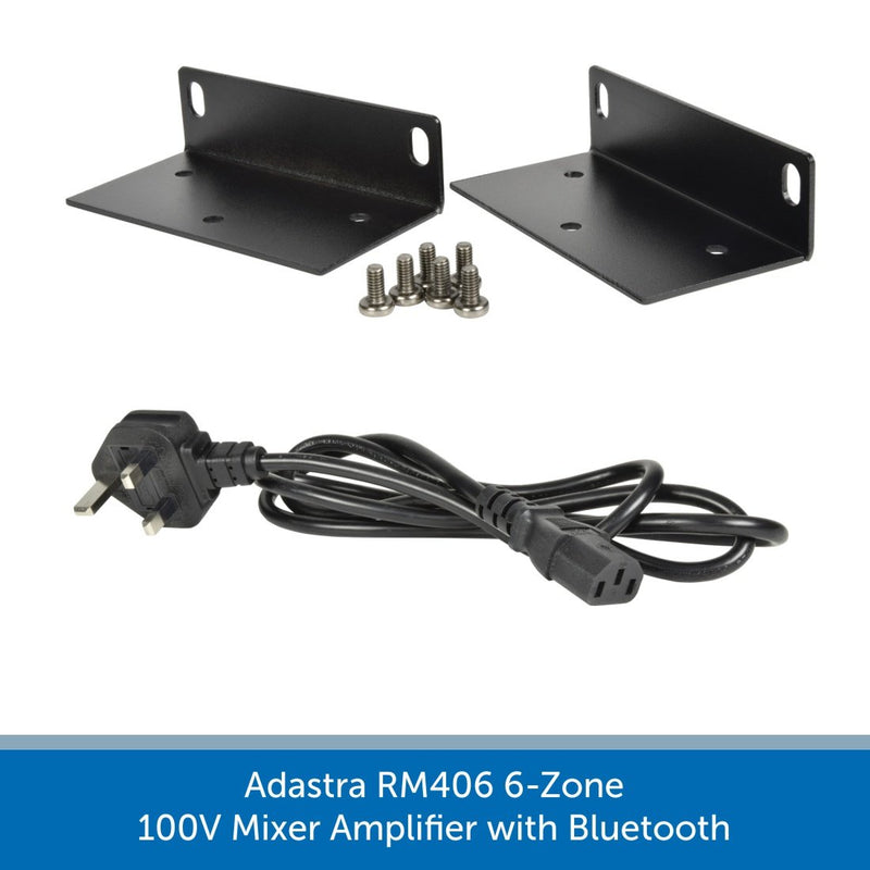 Adastra RM406 6-Zone 100V Mixer Amplifier with Bluetooth and built-in media player
