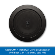 Apart Audio CM4 & CM4-BL 4 inch Dual Cone Loudspeaker with Back Can - 16 ohms, 15W rms