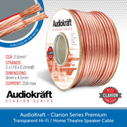 AudioKraft Clarion Series Premium Transparent HiFi Speaker Cable