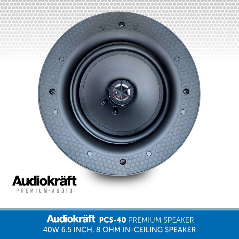 AudioKraft PCS-40 - Premium 40W 6.5 inch, 8 Ohm In-Ceiling Speaker