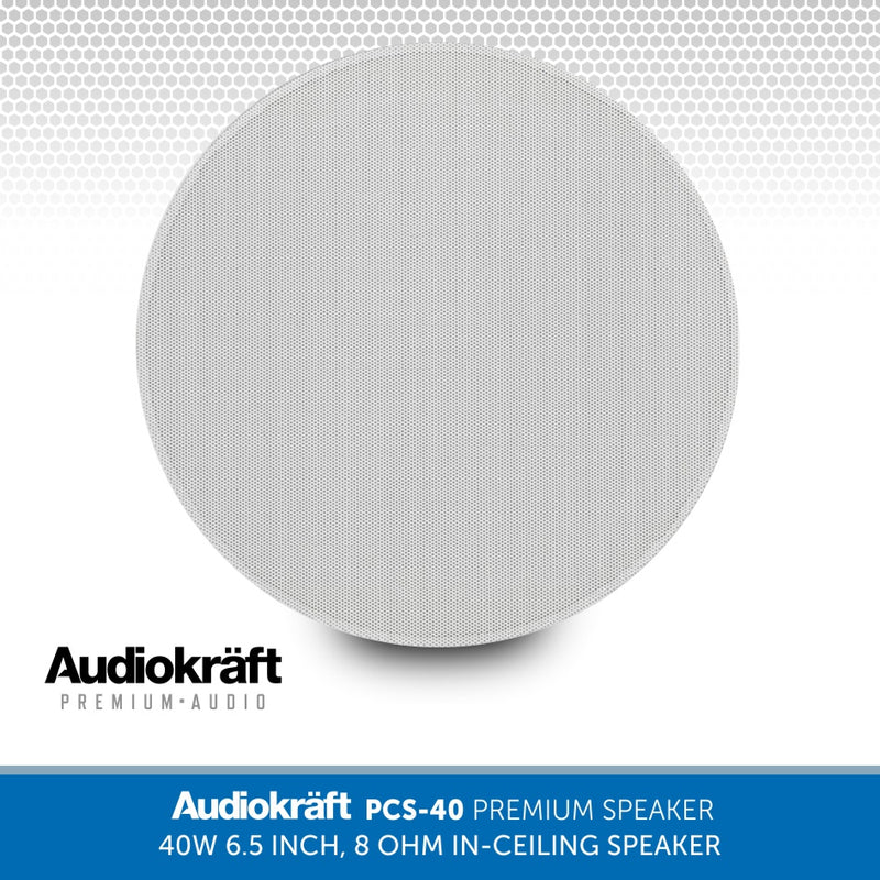 AudioKraft PCS-40 - Premium 40W 6.5 inch, 8 Ohm In-Ceiling Speaker