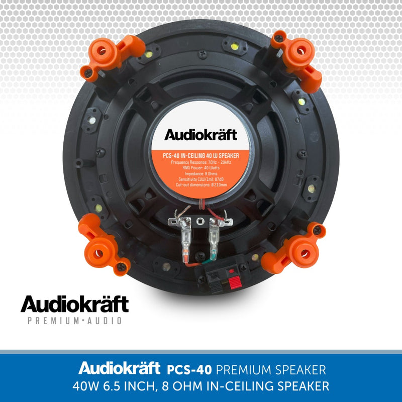 AudioKraft PCS-40 - Premium 40W 6.5 inch, 8 Ohm In-Ceiling Speaker
