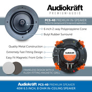 AudioKraft PCS-40 - Premium 40W 6.5 inch, 8 Ohm In-Ceiling Speaker
