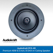 AudioKraft PCS-40 - Premium 40W 6.5 inch, 8 Ohm In-Ceiling Speaker - Easy to fit design