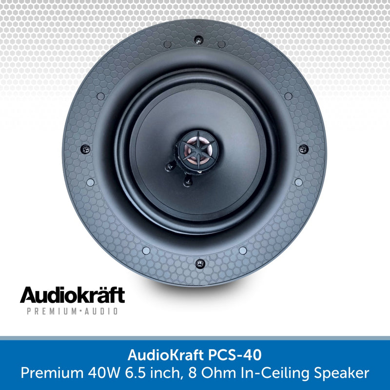 AudioKraft PCS-40 - Premium 40W 6.5 inch, 8 Ohm In-Ceiling Speaker - Easy to fit design