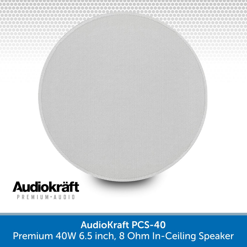 AudioKraft PCS-40 - Premium 40W 6.5 inch, 8 Ohm In-Ceiling Speaker - Easy to fit design