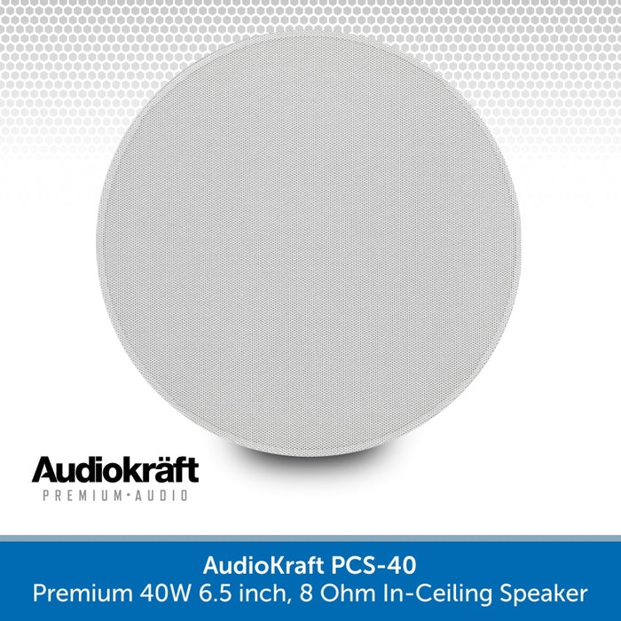 AudioKraft PCS-40 - Premium 40W 6.5 inch, 8 Ohm In-Ceiling Speaker - Easy to fit design