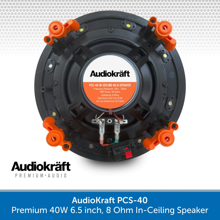 AudioKraft PCS-40 - Premium 40W 6.5 inch, 8 Ohm In-Ceiling Speaker - Easy to fit design