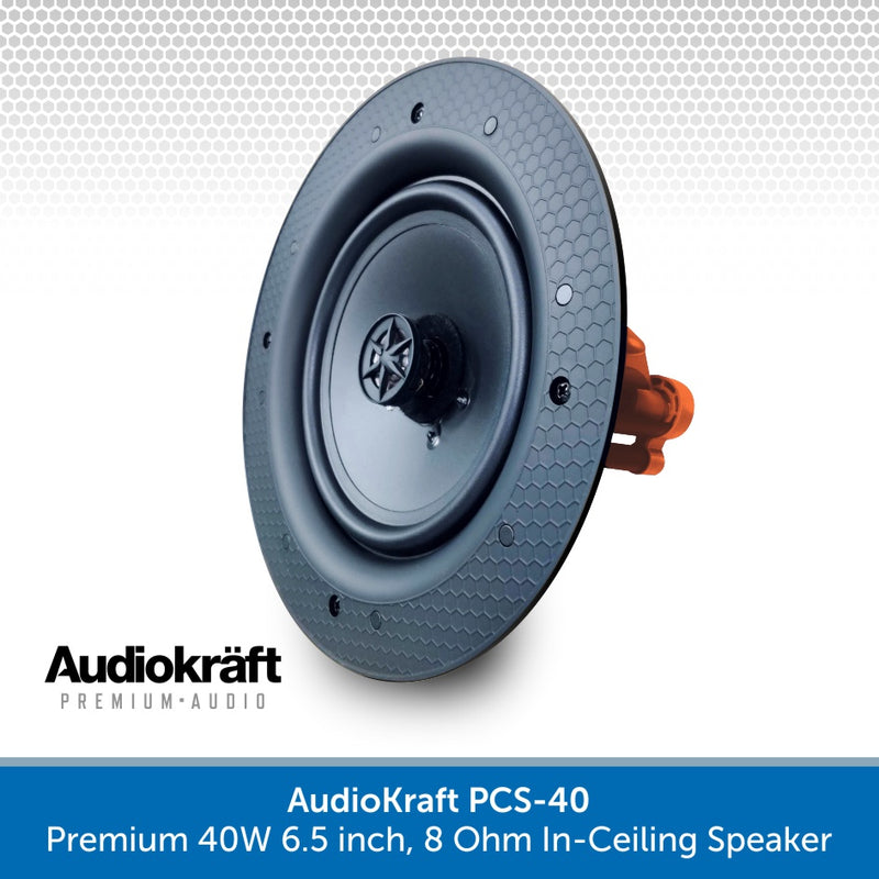 AudioKraft PCS-40 - Premium 40W 6.5 inch, 8 Ohm In-Ceiling Speaker - Easy to fit design