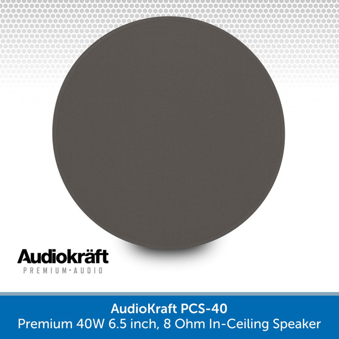 AudioKraft PCS-40 - Premium 40W 6.5 inch, 8 Ohm In-Ceiling Speaker - Easy to fit design