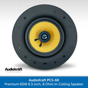 AudioKraft PCS-60 - Premium 60W 6.5 inch, 8 Ohm In-Ceiling Speaker - Easy to fit design