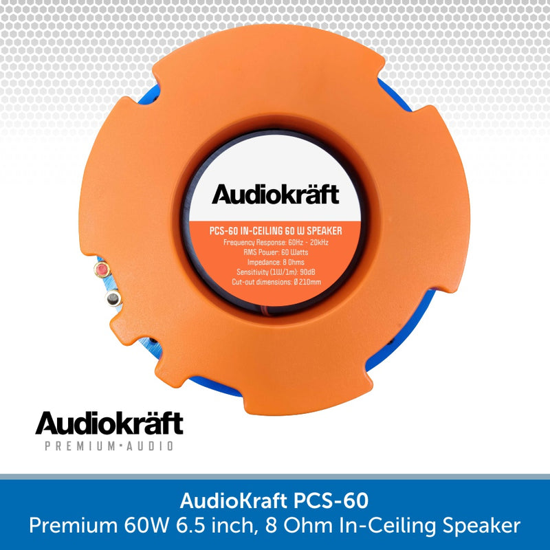 Audiokraft 6.5 inch Premium 60W Ceiling Speakers & Adastra A4 Amp - Dual-zone system