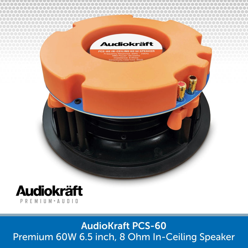 AudioKraft PCS-60 - Premium 60W 6.5 inch, 8 Ohm In-Ceiling Speaker - Easy to fit design