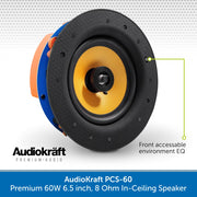 AudioKraft PCS-60 - Premium 60W 6.5 inch, 8 Ohm In-Ceiling Speaker - Easy to fit design