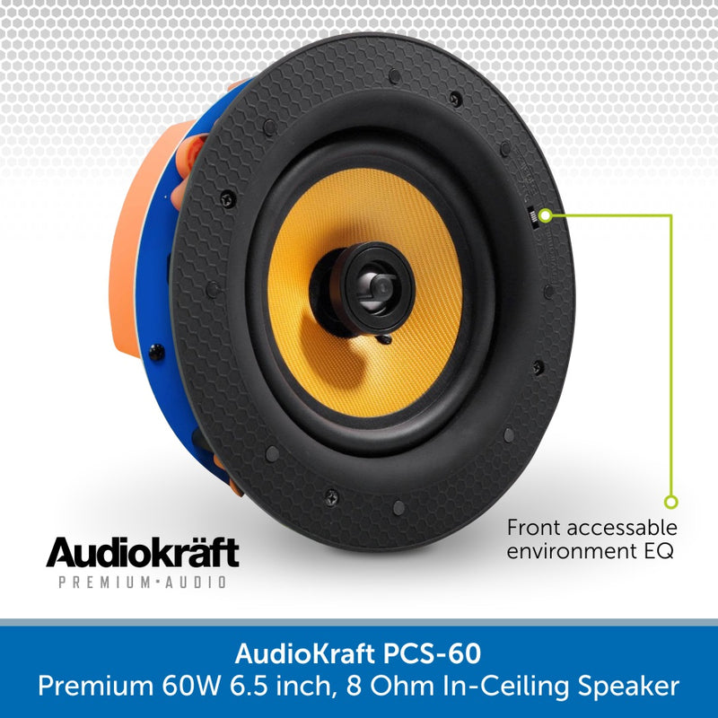AudioKraft PCS-60 - Premium 60W 6.5 inch, 8 Ohm In-Ceiling Speaker - Easy to fit design