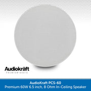 Audiokraft 6.5 inch Premium 60W Ceiling Speakers & Adastra A4 Amp - Dual-zone system