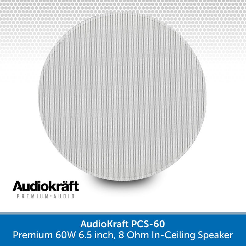 Audiokraft 6.5 inch Premium 60W Ceiling Speakers & Adastra A4 Amp - Dual-zone system