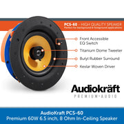 AudioKraft PCS-60 - Premium 60W 6.5 inch, 8 Ohm In-Ceiling Speaker - Easy to fit design