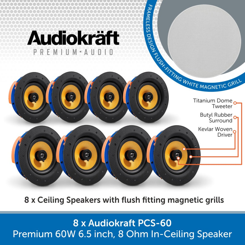 AudioKraft PCS-60 - Premium 60W 6.5 inch, 8 Ohm In-Ceiling Speaker - Easy to fit design