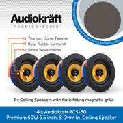 AudioKraft PCS-60 - Premium 60W 6.5 inch, 8 Ohm In-Ceiling Speaker - Easy to fit design