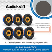 AudioKraft PCS-60 - Premium 60W 6.5 inch, 8 Ohm In-Ceiling Speaker - Easy to fit design