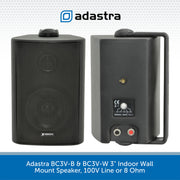 Adastra BC3V-B & BC3V-W 3" Indoor Wall Mount Speaker, 100V Line or 8 Ohm