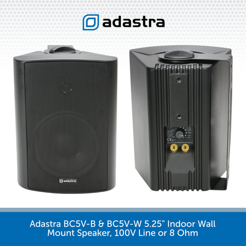 Adastra BC5V-B & BC5V-W 5.25" Indoor Wall Mount Speaker, 100V Line or 8 Ohm