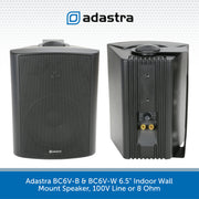 Adastra BC6V-B & BC6V-W 6.5" Indoor Wall Mount Speaker, 100V Line or 8 Ohm