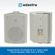 Adastra BC6V-B & BC6V-W 6.5" Indoor Wall Mount Speaker, 100V Line or 8 Ohm