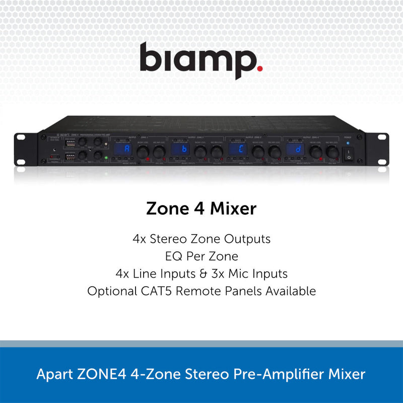 Apart ZONE4 4-Zone Stereo Pre-Amplifier Mixer