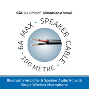Bluetooth Amplifier & Speaker Audio Kit with Single Wireless Radio Mics