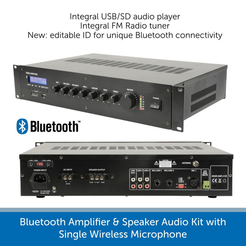 Bluetooth Amplifier & Speaker Audio Kit with Single Wireless Radio Mics