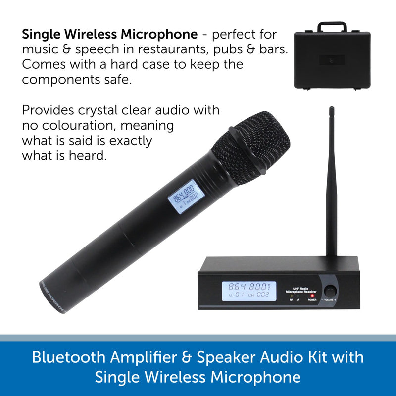 Bluetooth Amplifier & Speaker Audio Kit with Single Wireless Radio Mics