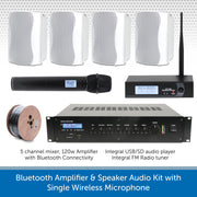 Bluetooth Amplifier & Speaker Audio Kit with Single Wireless Radio Mics