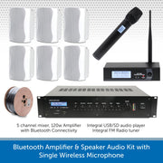 Bluetooth Amplifier & Speaker Audio Kit with Single Wireless Radio Mics