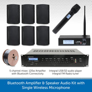 Bluetooth Amplifier & Speaker Audio Kit with Single Wireless Radio Mics
