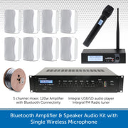 Bluetooth Amplifier & Speaker Audio Kit with Single Wireless Radio Mics