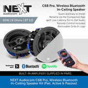 NEXT Audiocom C6B Pro, Wireless Bluetooth In-Ceiling Speaker Kit (Pair, Active & Passive)