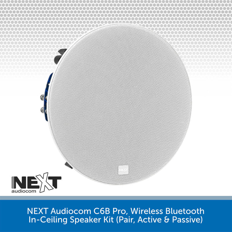 NEXT Audiocom C6B Pro, Wireless Bluetooth In-Ceiling Speaker Kit (Pair, Active & Passive)