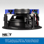 NEXT Audiocom C6B Pro, Wireless Bluetooth In-Ceiling Speaker Kit (Pair, Active & Passive)