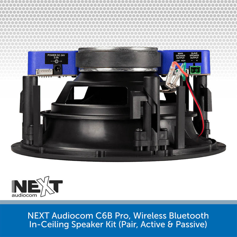 NEXT Audiocom C6B Pro, Wireless Bluetooth In-Ceiling Speaker Kit (Pair, Active & Passive)