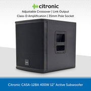 Citronic 840W 2.1 System with CASA-10A Speakers and CASA-12BA Subwoofer