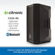 Citronic CASA-8A 200W Active PA Speaker with Bluetooth DSP & USB/SD