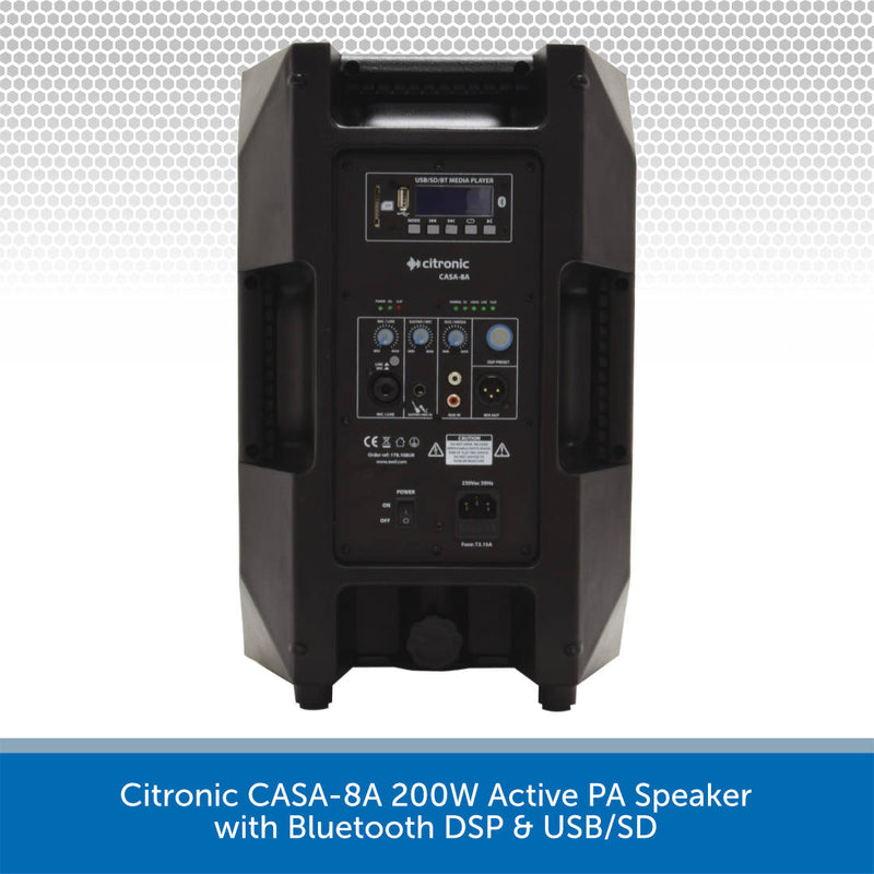 Citronic CASA-8A 200W Active PA Speaker with Bluetooth DSP & USB/SD