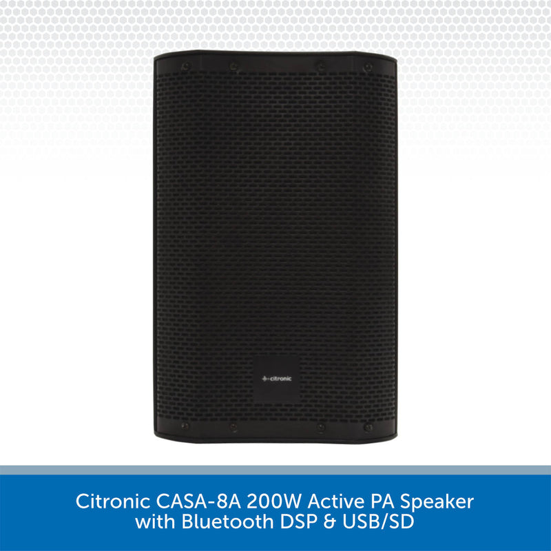 Citronic CASA-8A 200W Active PA Speaker with Bluetooth DSP & USB/SD