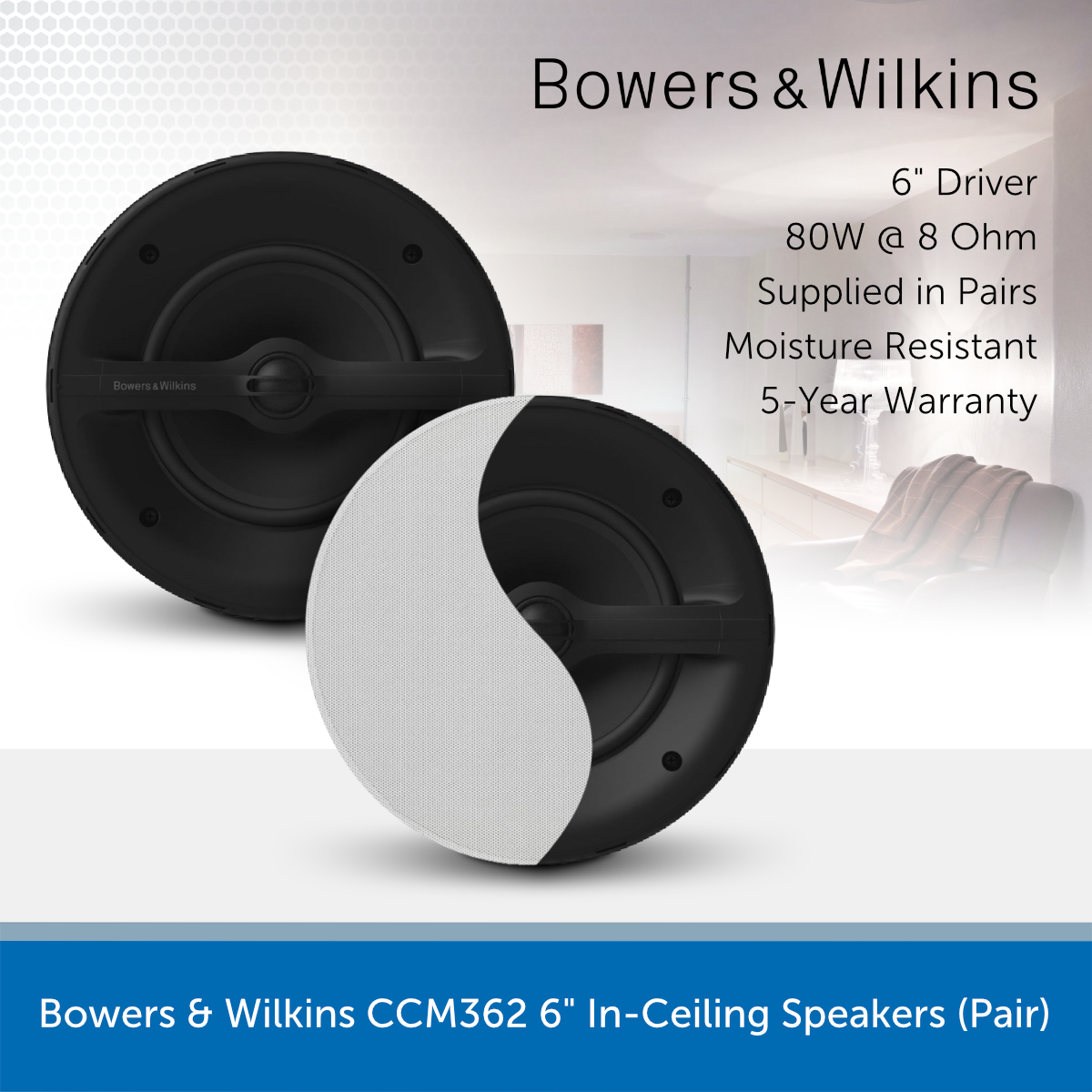 Bowers & Wilkins CCM362 In-Ceiling Speakers (Pair) | Audio Volt