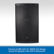 Citronic CUBA-12A 12" 400W Full-Range Active PA Speaker with DSP & Bluetooth